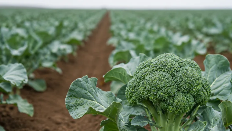 Imagen ilustrativa de brócoli cultivado a campo abierto.
