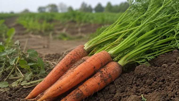 Imagen ilustrativa de zanahorias recién cosechadas en el campo.