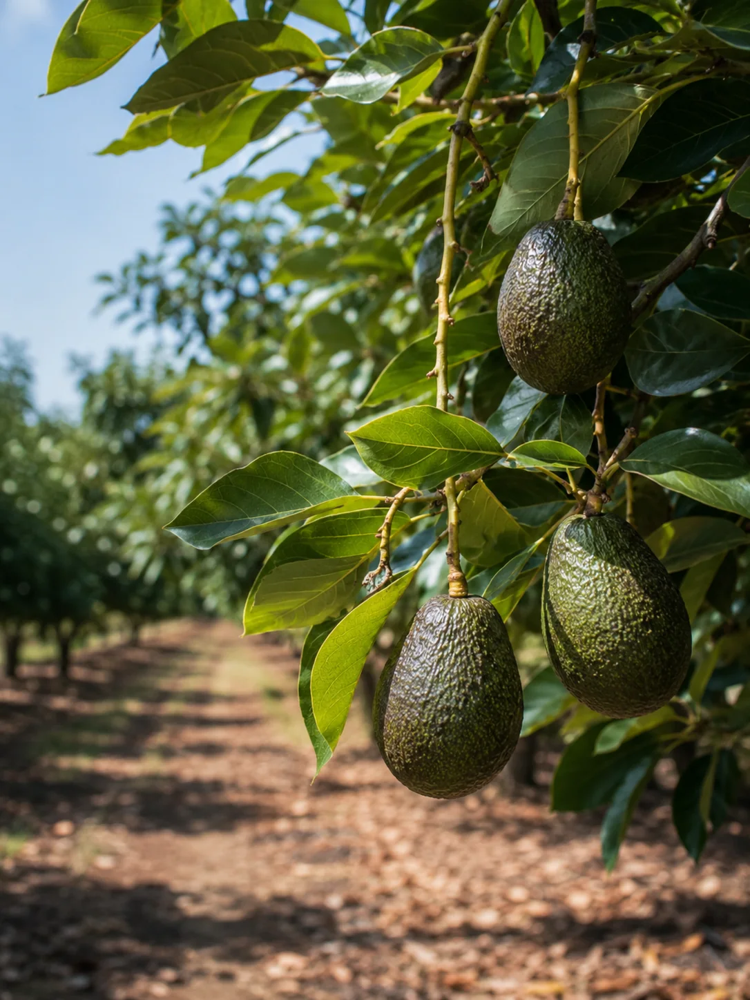 Imagen ilustrativa de aguacates en el árbol.