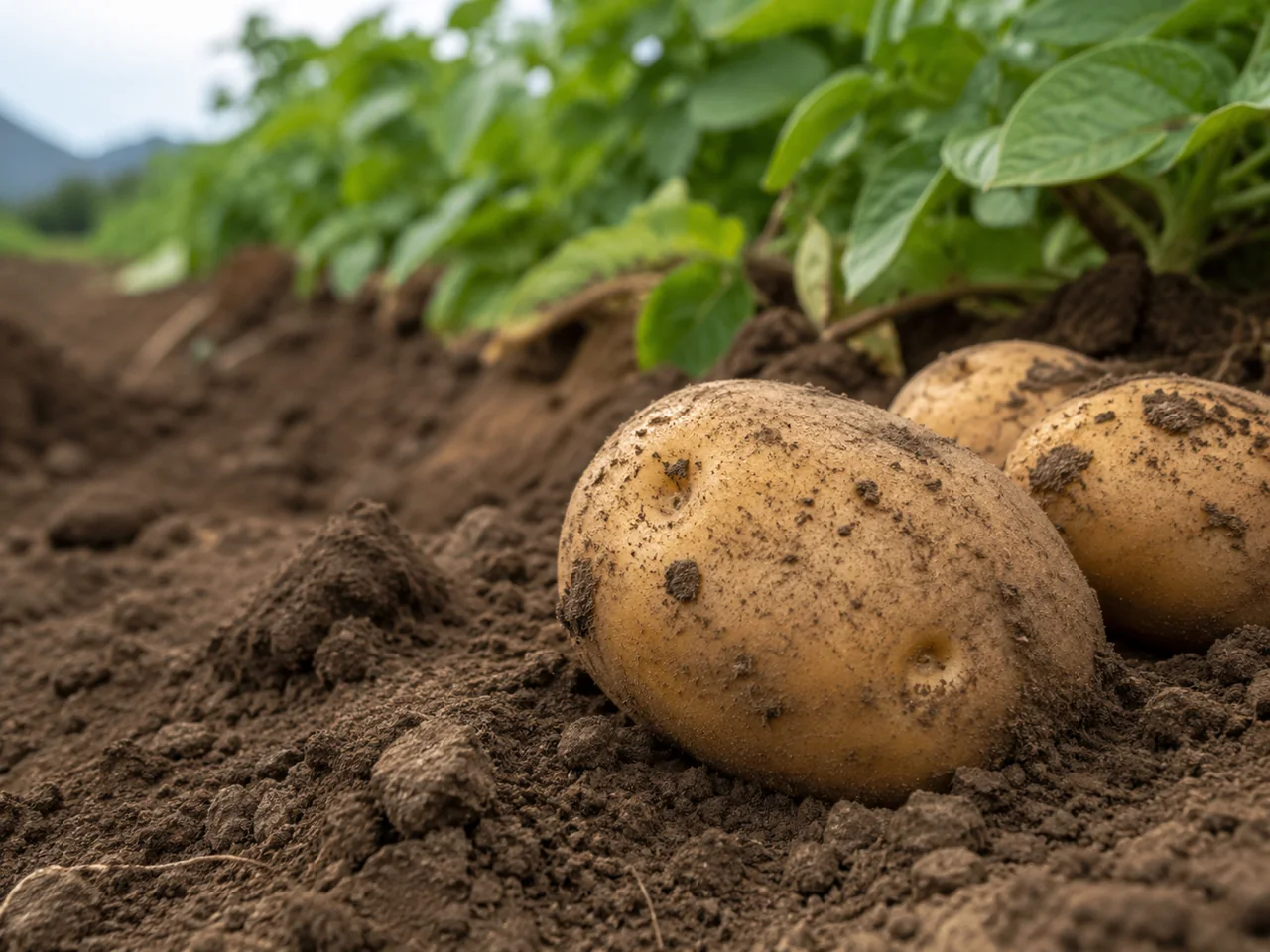 Imagen ilustrativa de papas recién cosechadas en el campo.