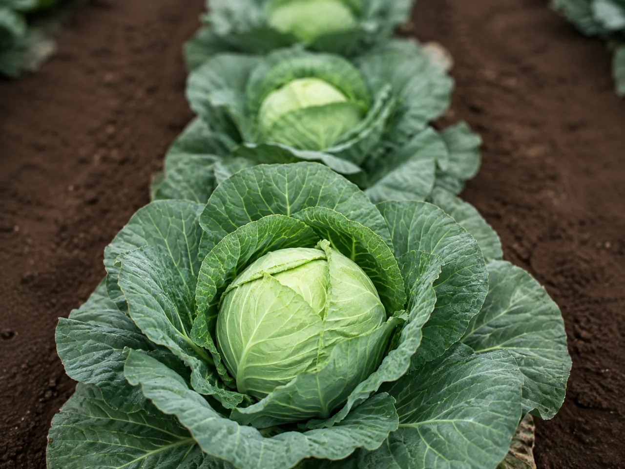 Imagen ilustrativa de repollos cultivados a campo abierto.